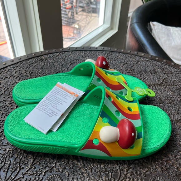 🍄CROCS ZEN GARDEN CLASSIC TERRY CLOTH SLIDES 8 10 - Picture 6 of 10